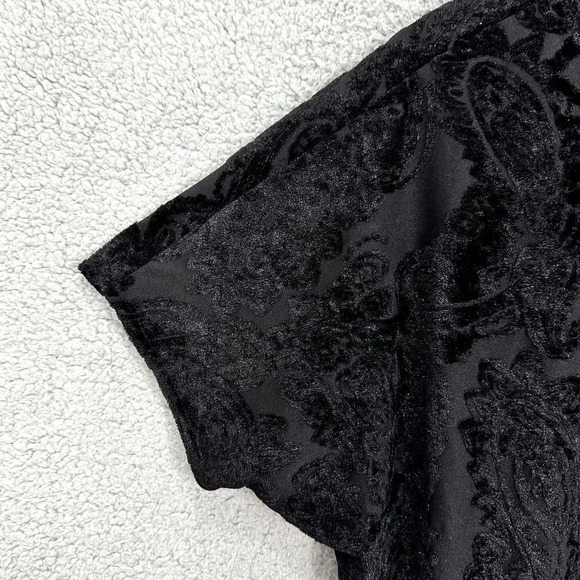 Bobeau black velvet burnout top womens XL geometric exposed zipper witchy grunge - Picture 3 of 8